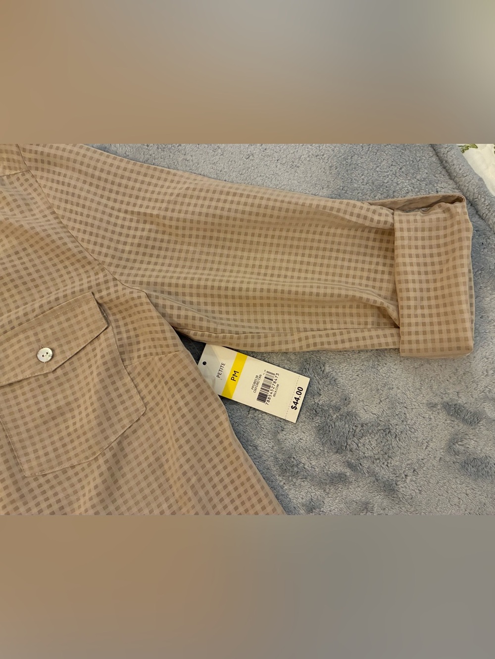 Women’s Kim Roger’s Brand Tan Button-Front Casual Shirt Size Petite Medium - Picture 3 of 11